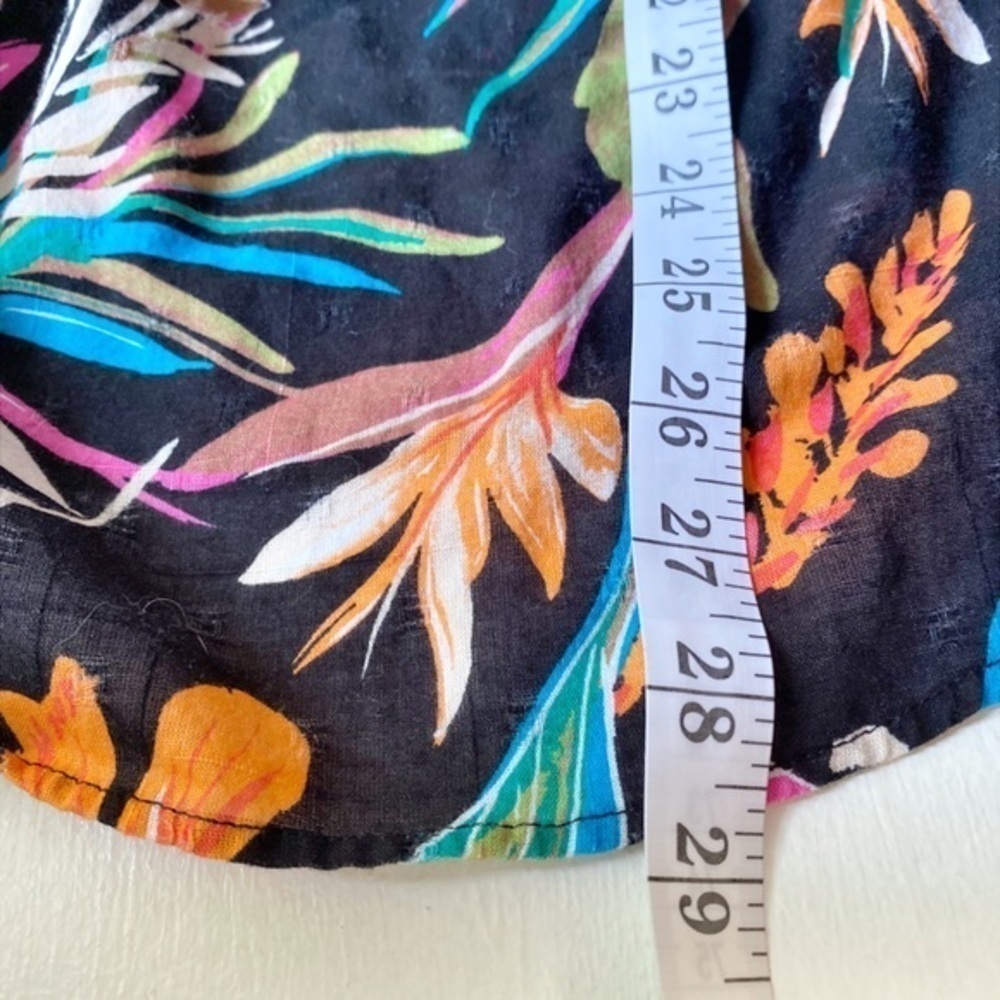 Terra & Sky Women Floral Square Neck Ruffle Sleeve Black artsy Top - Picture 9 of 11